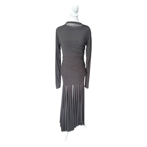 Lemaire Transparent Maxi Dress In Dark Espresso M Asymmetrical Mesh Dress Gown - Picture 9 of 14